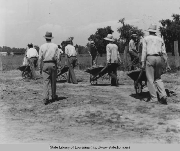 Buildings roads in Old Arabi, 1936. Source: Louisiana Digital Library