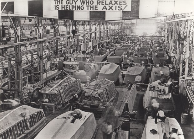 1943 - Landing Craft, Vehicle, Personnel (LCVP) or Higgins Boats being constructed at Higgins Industries