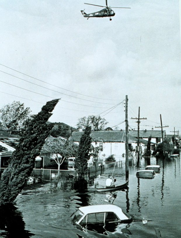 1965 - Flooding in the Lower 9th Ward of New Orleans after Hurricane Betsy